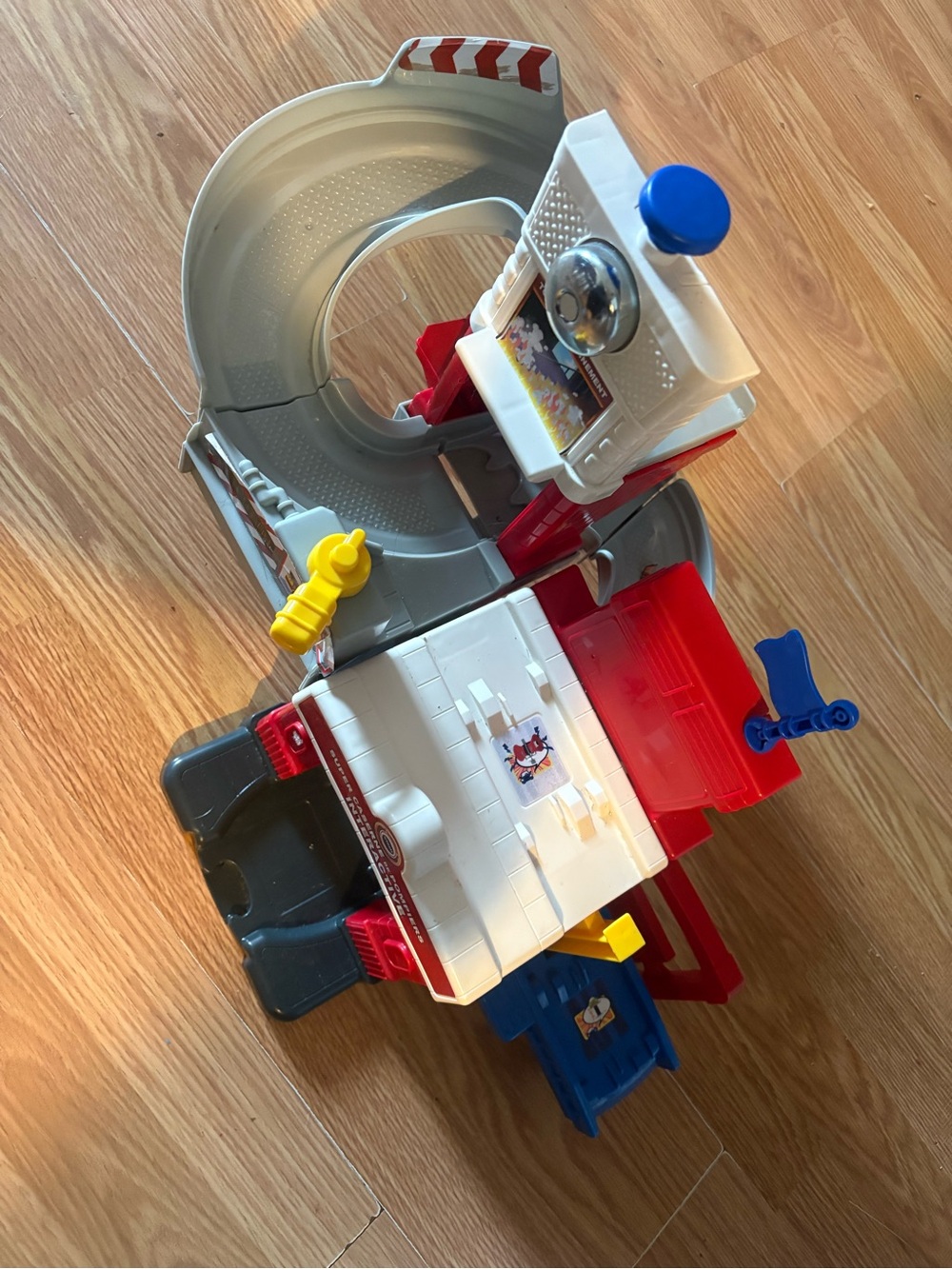 Kids Rescue Playset Garage with Red, White, Blue Details